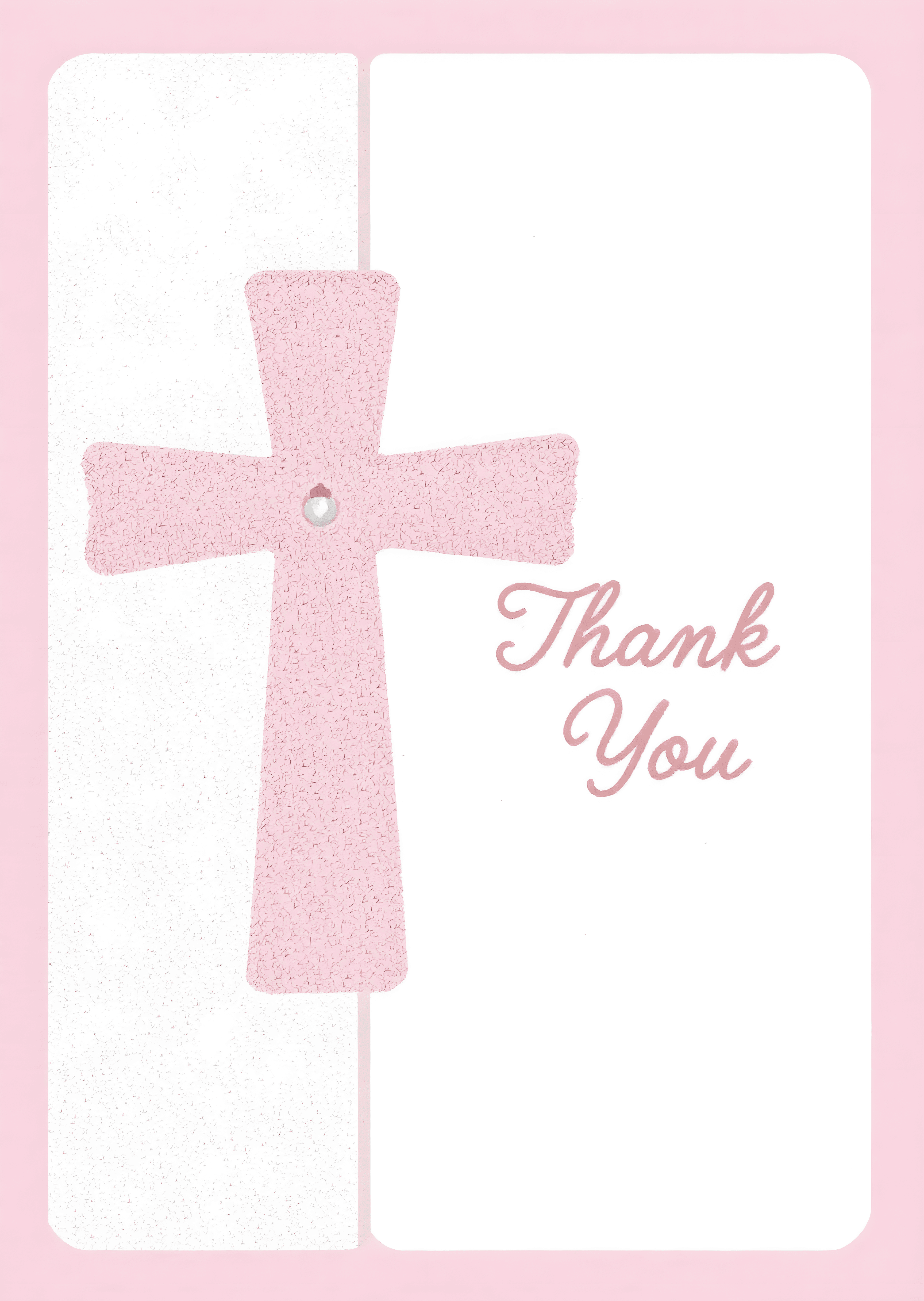 Thank You Card with Pink Cross Elegant Design
