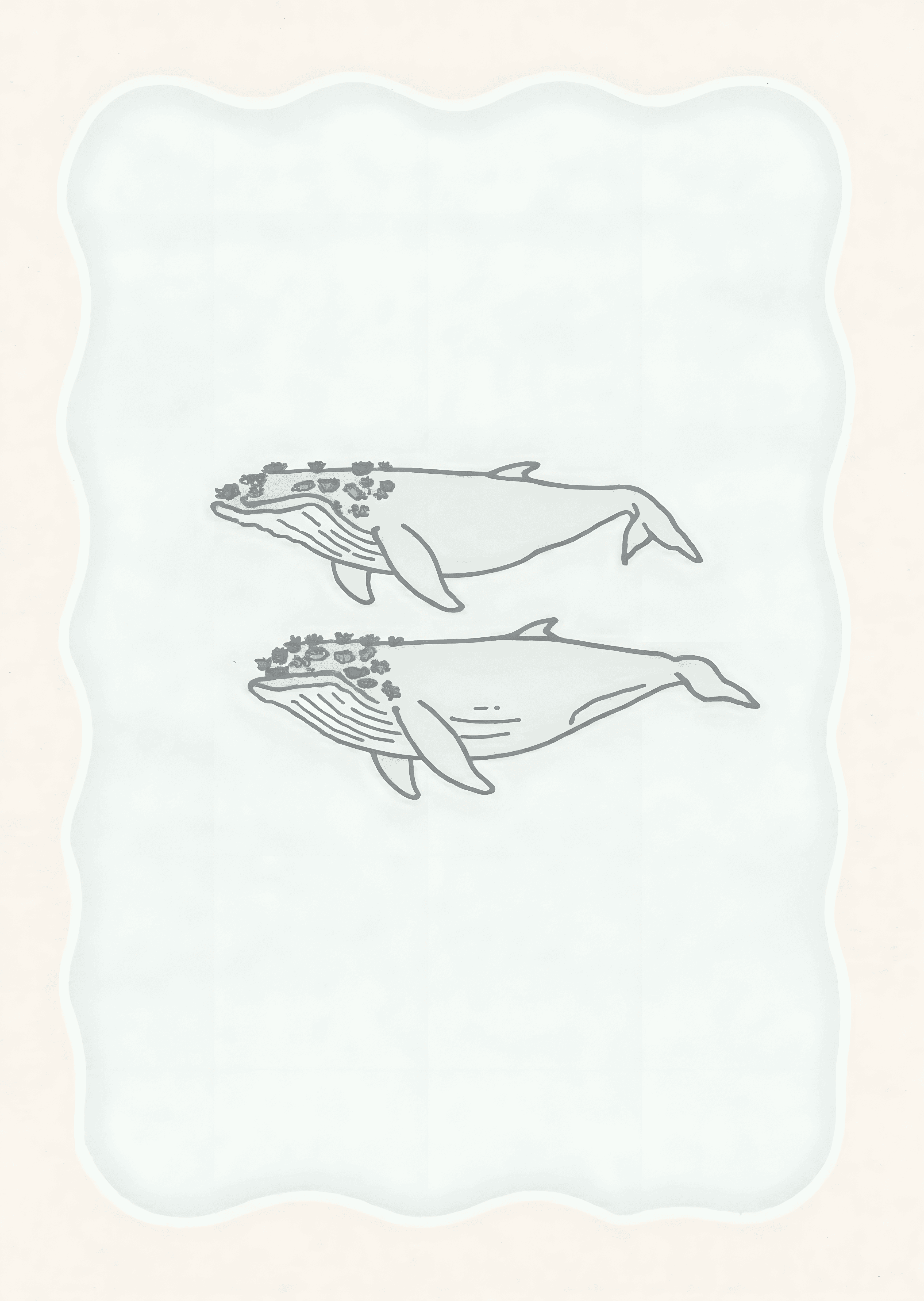 Whale Greeting Card with Floral Accents - Modern Design