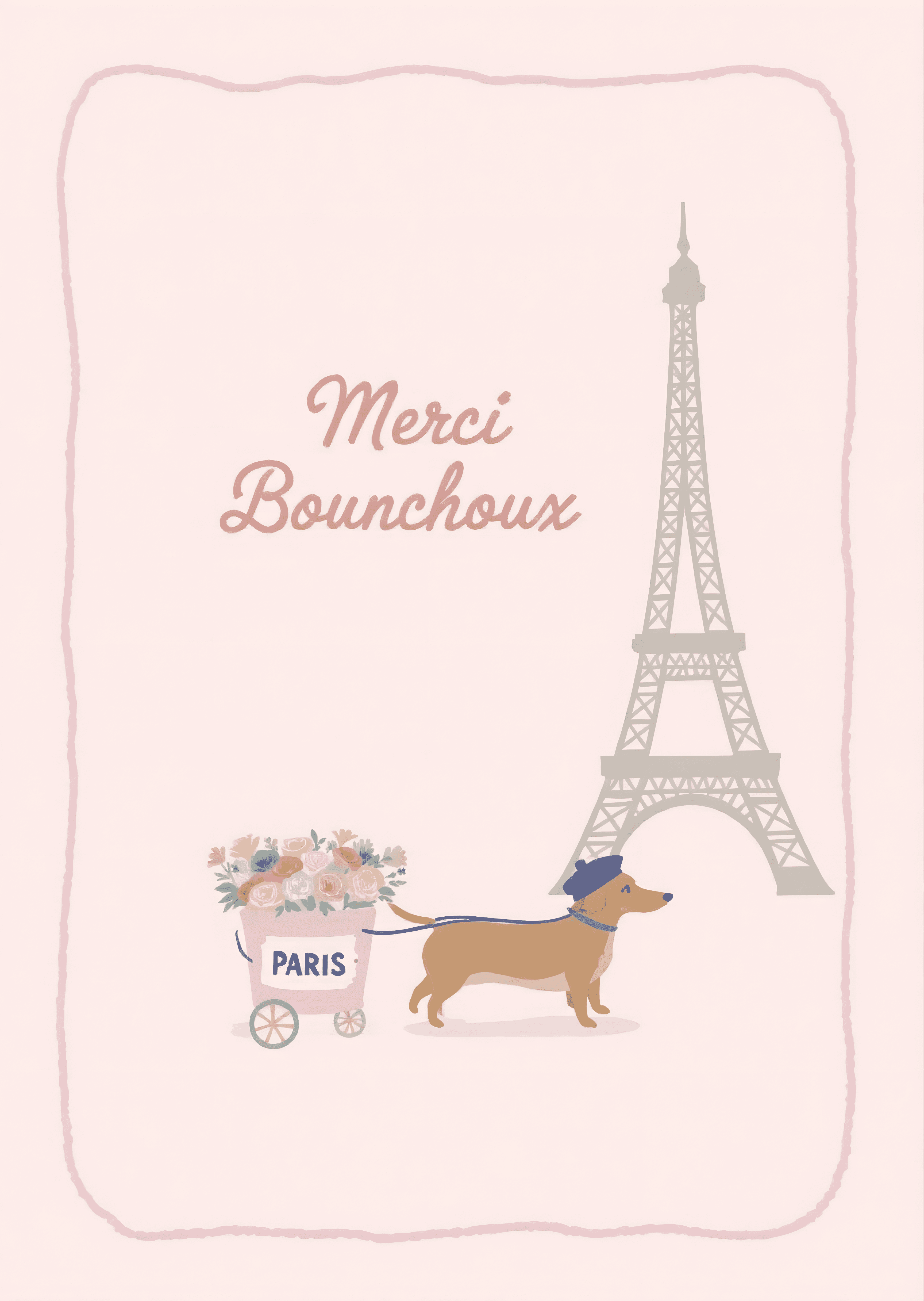 Paris Thank You Card Cute Dachshund Design