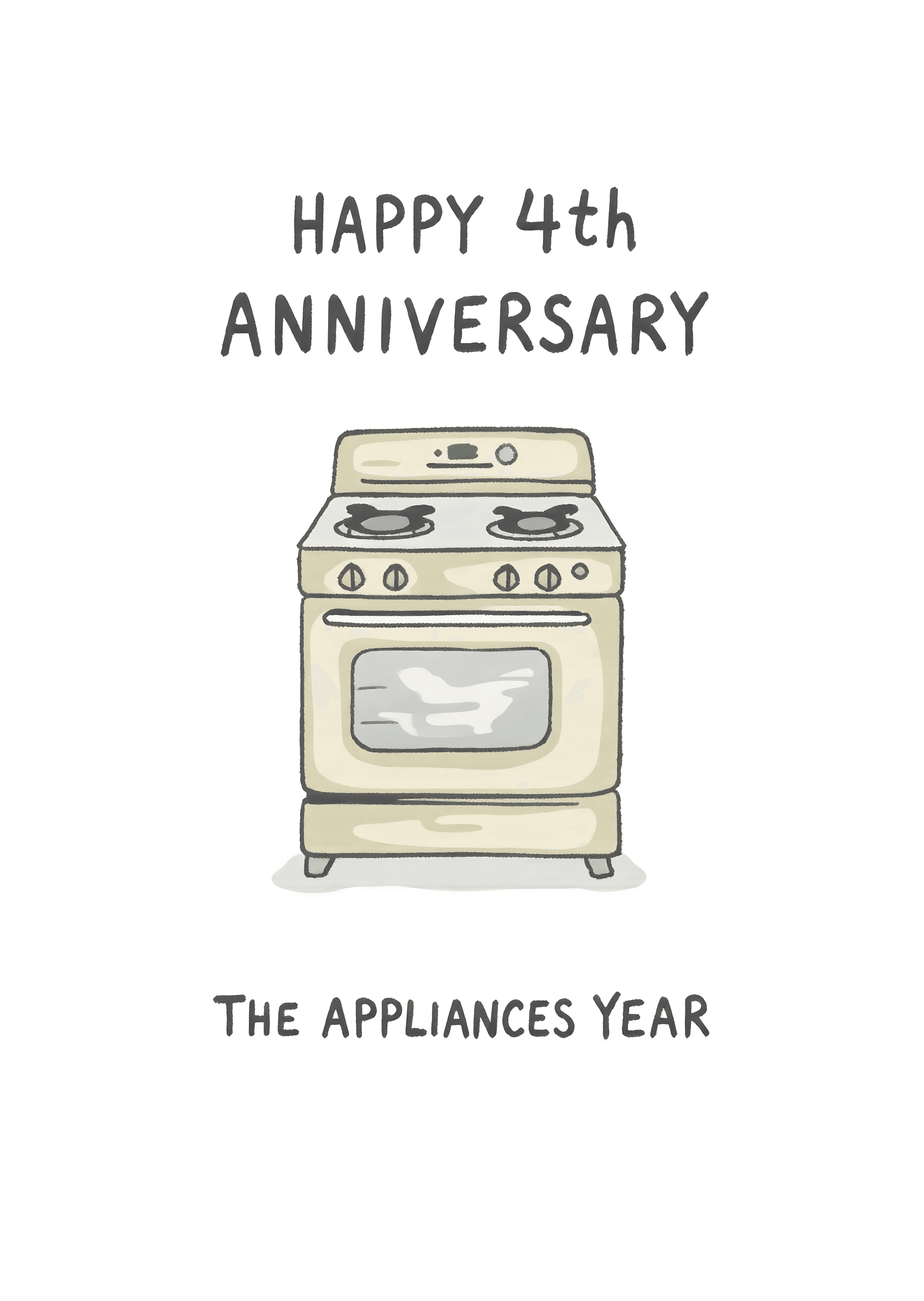 Anniversary Greeting Card Illustrated Stove Design