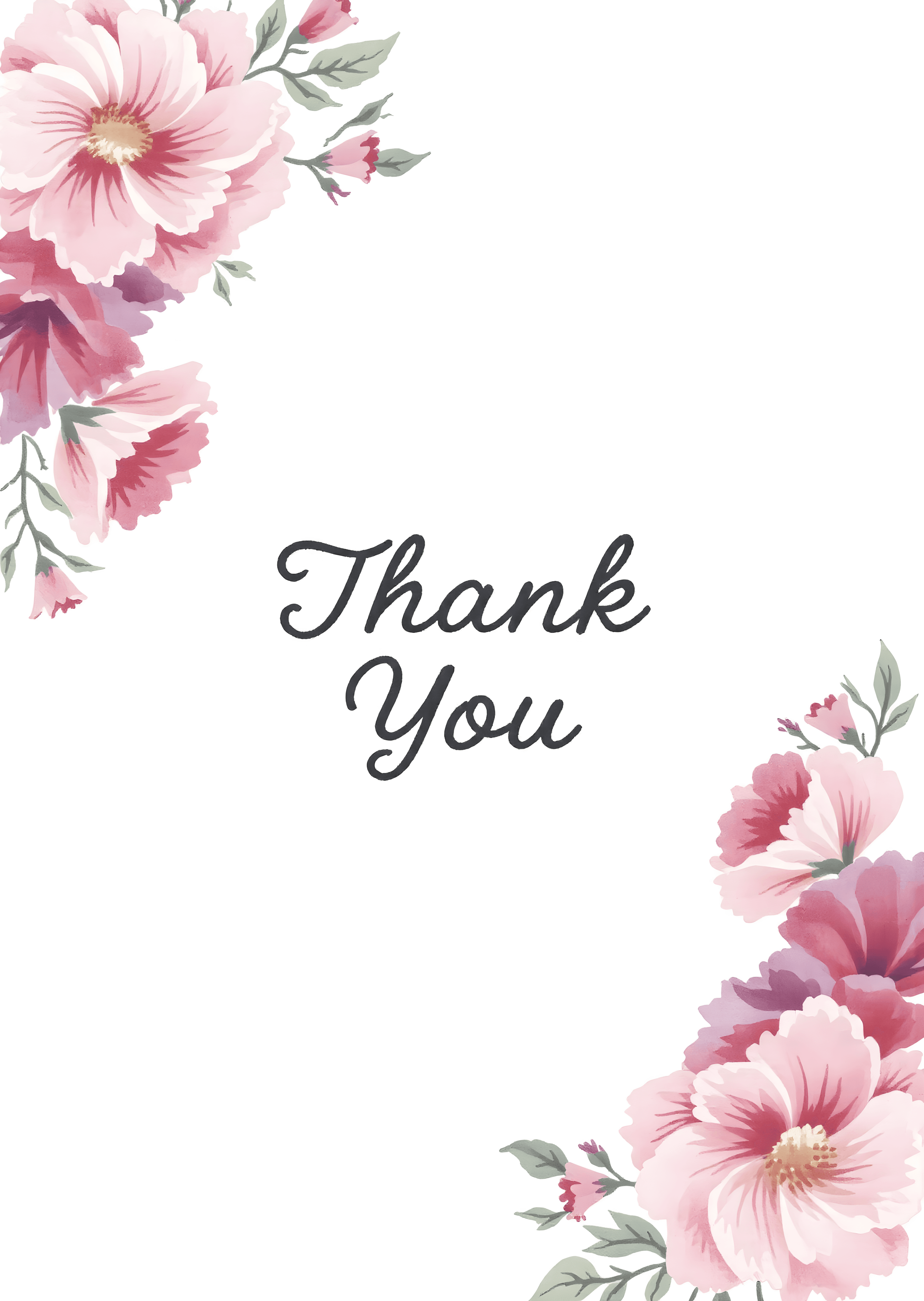 Thank You Card Elegant Floral Design