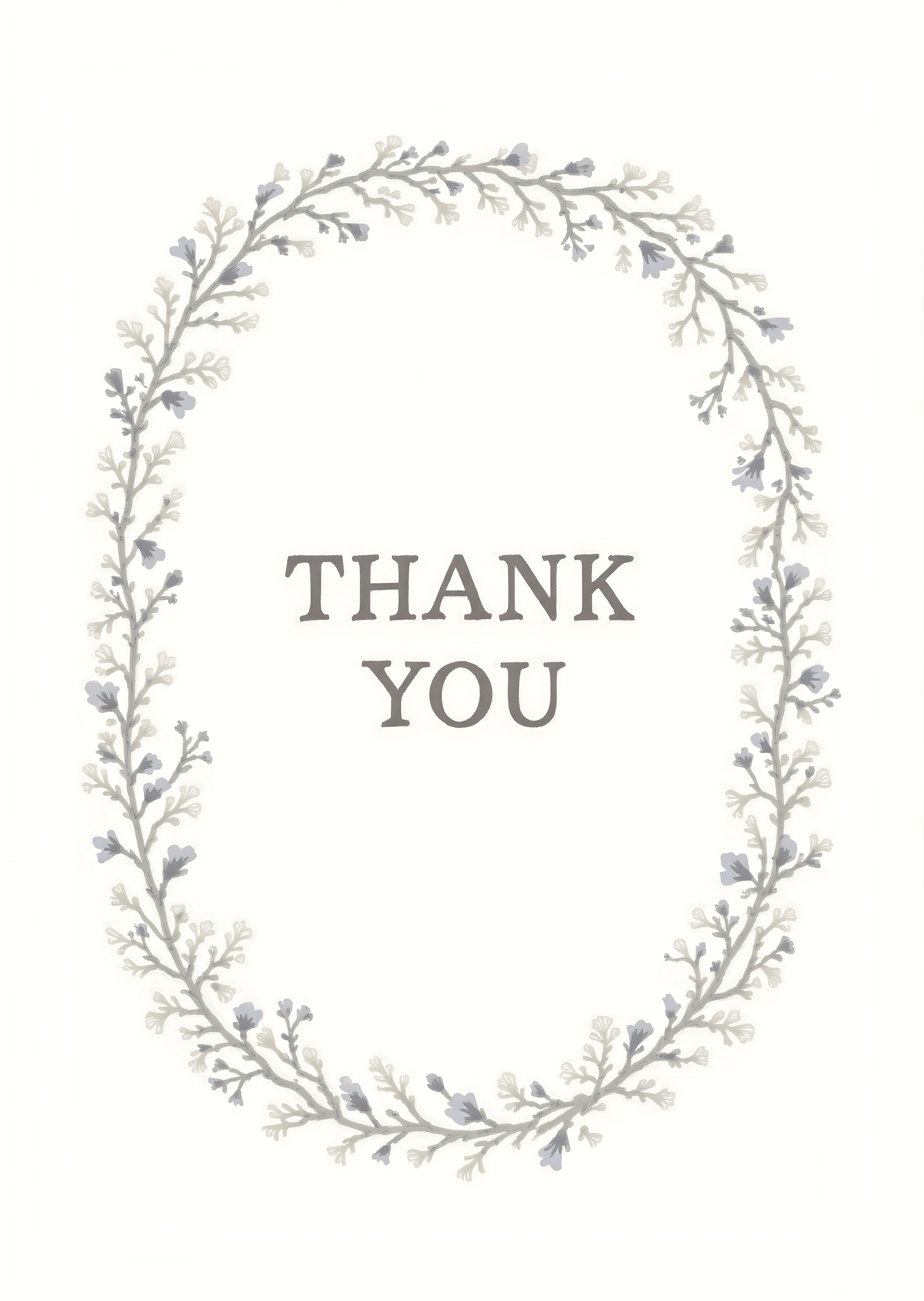 Thank You Card Floral Wreath Elegant Design