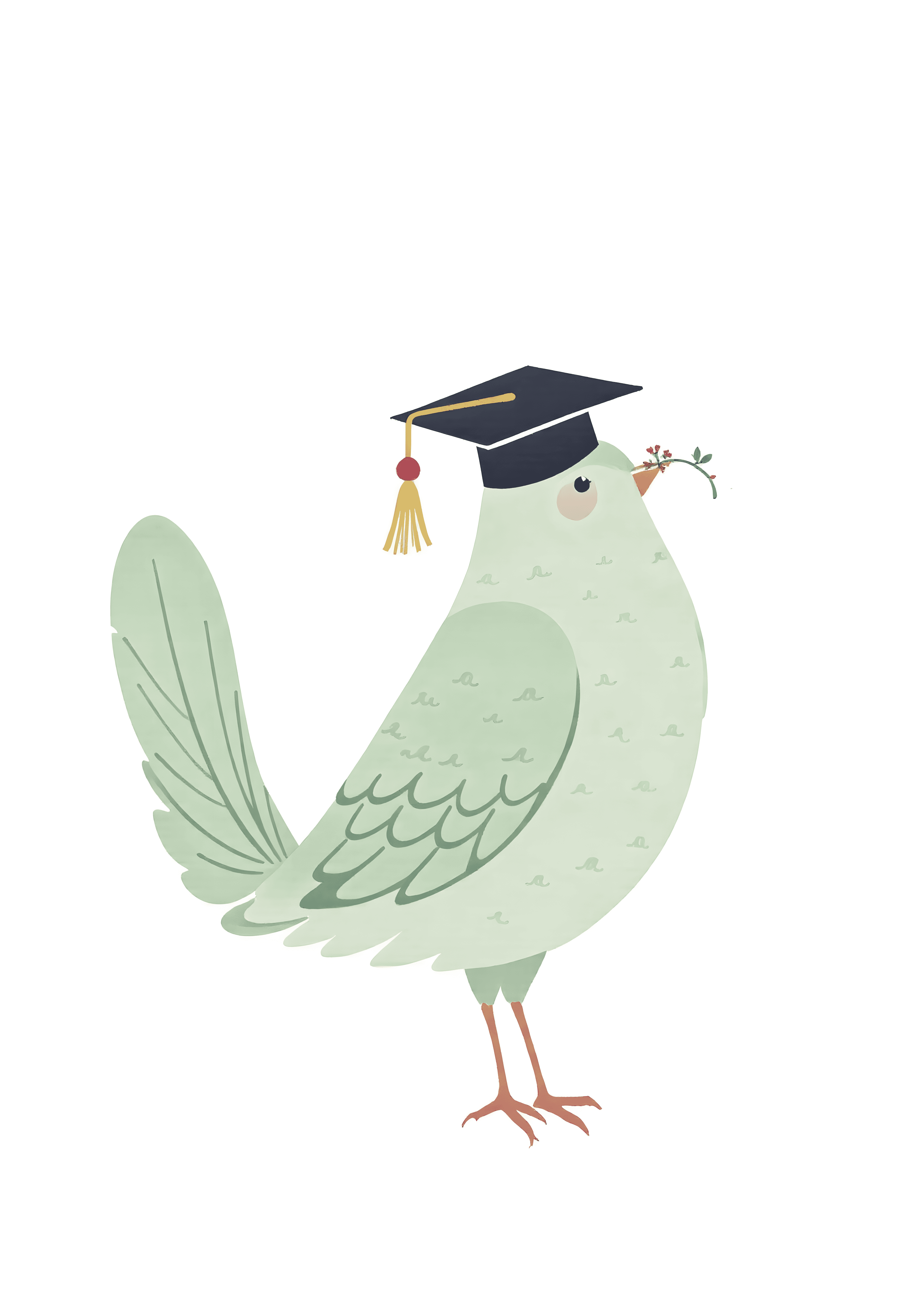 Graduation Card with Cute Bird Illustration