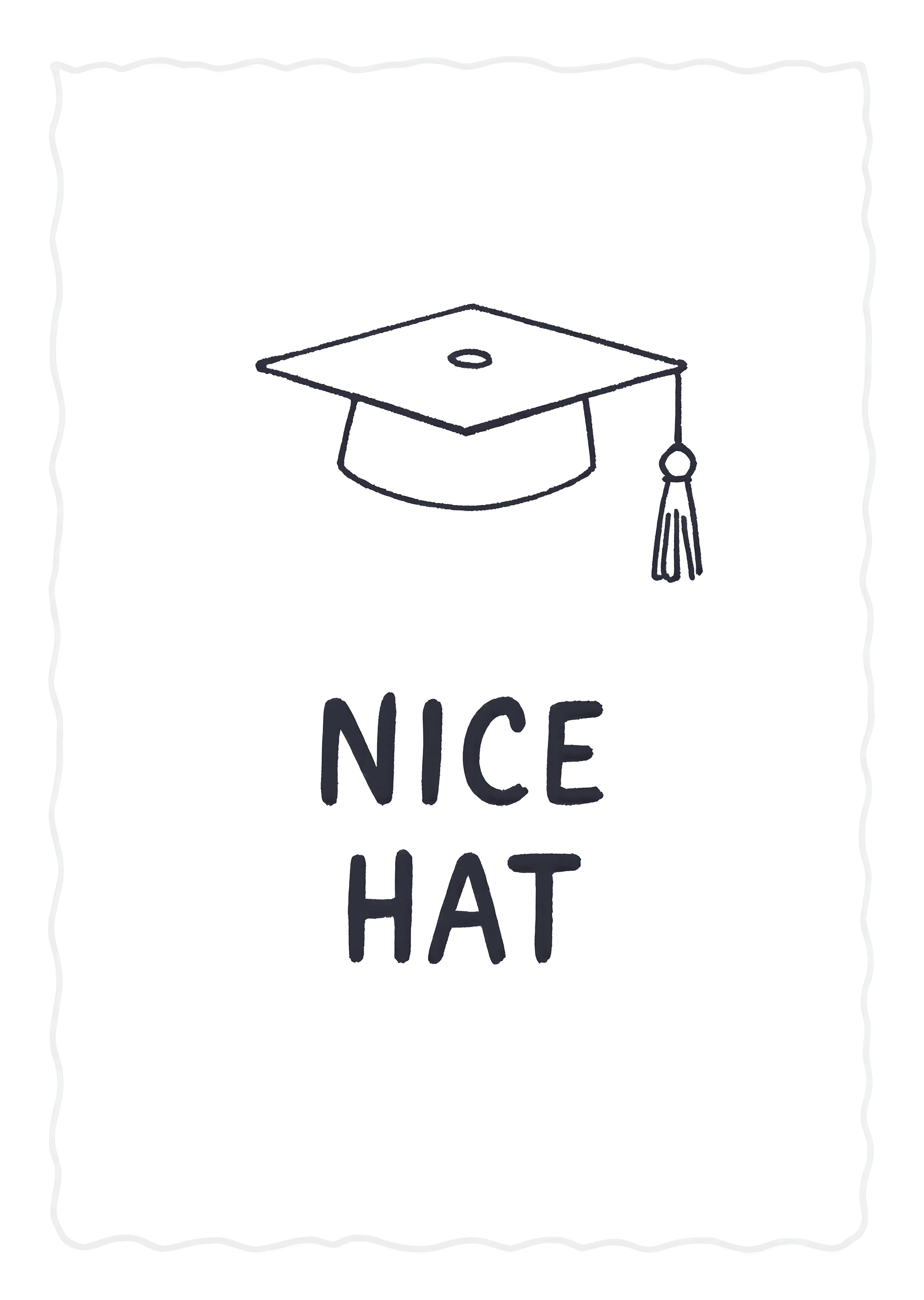 Graduation Greeting Card Cute Cap Sketch