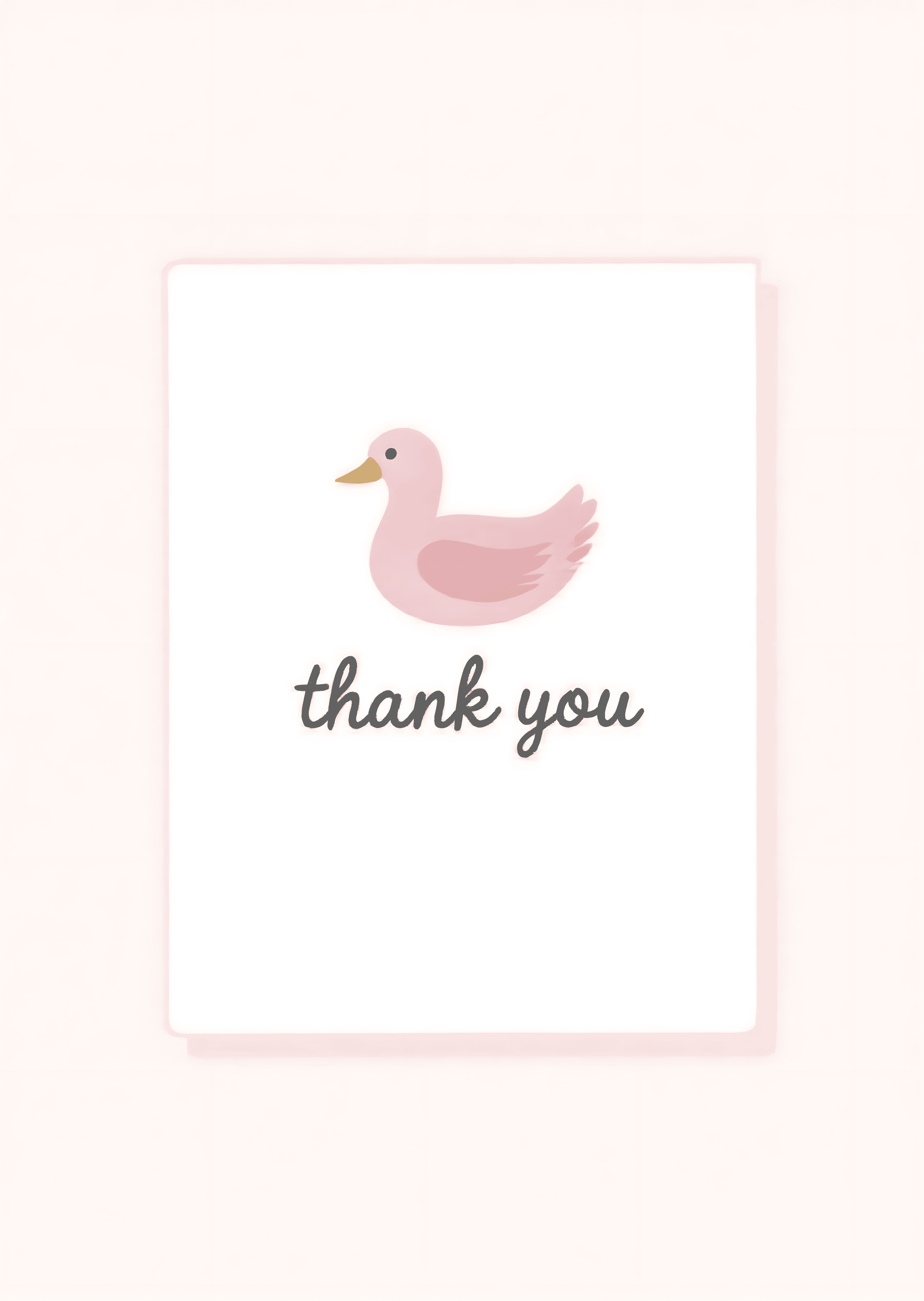 Thank You Card Cute Pink Duck Illustration