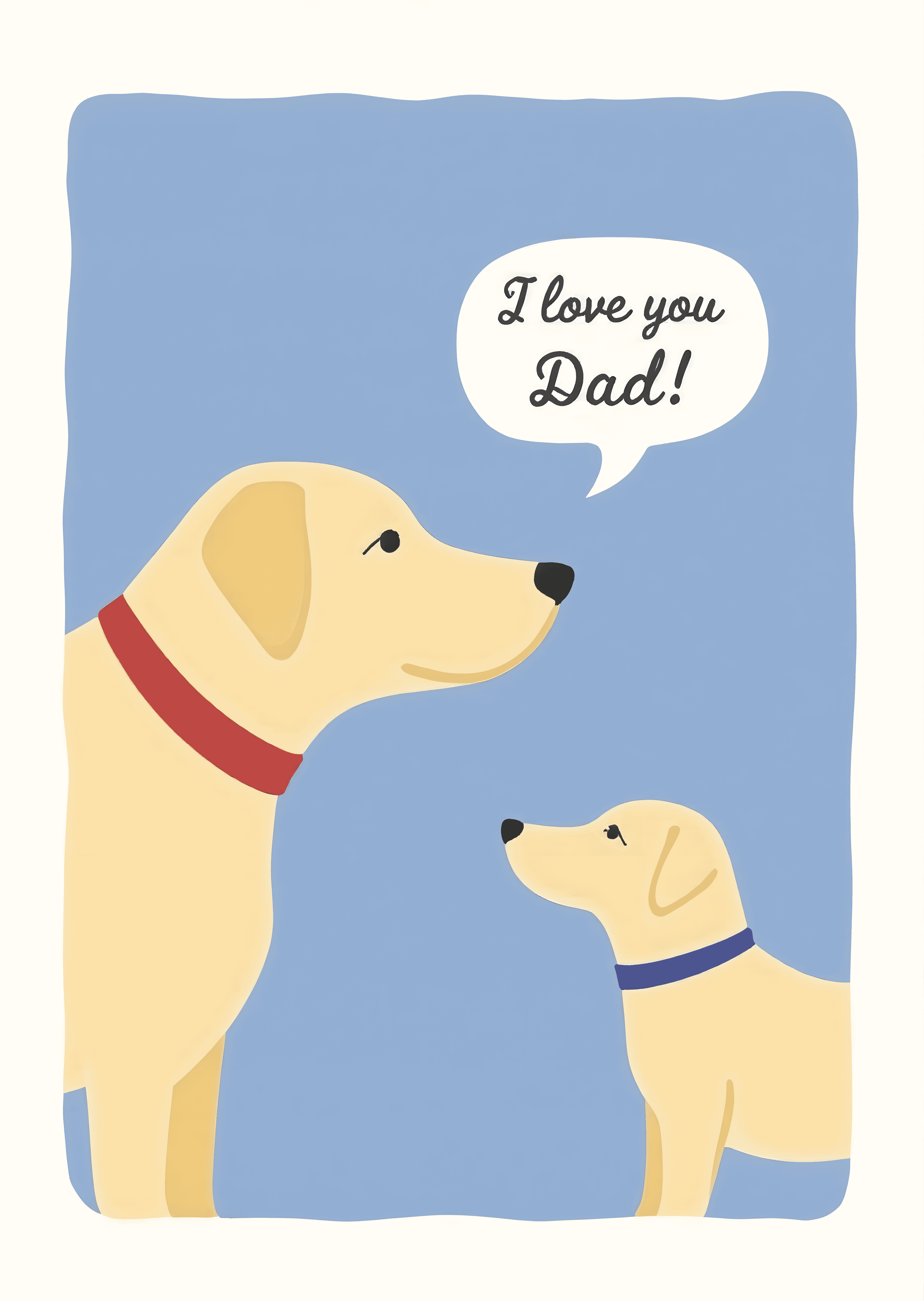 Funny Dad Greeting Card Cute Dog Illustration