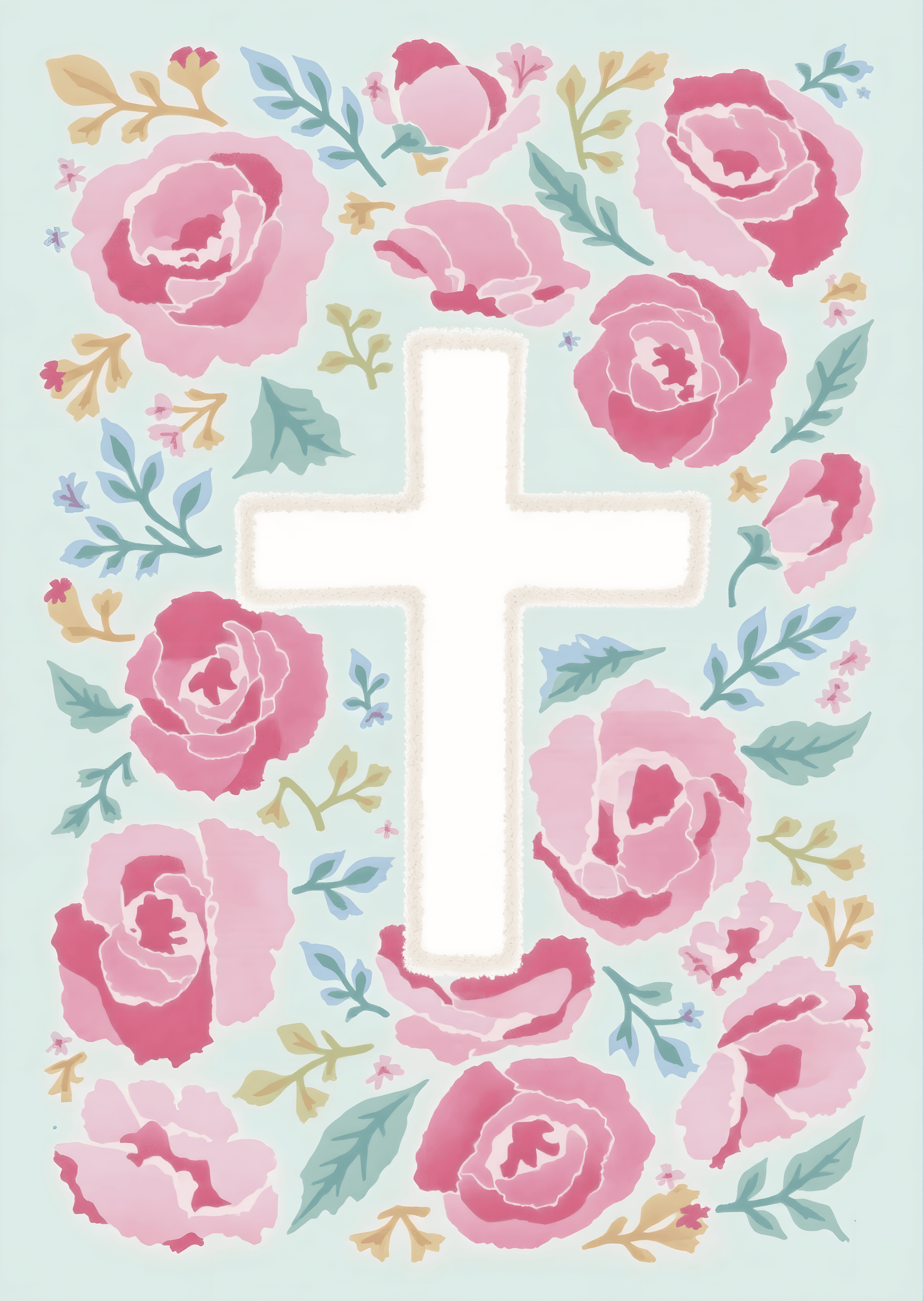 Floral Cross Greeting Card