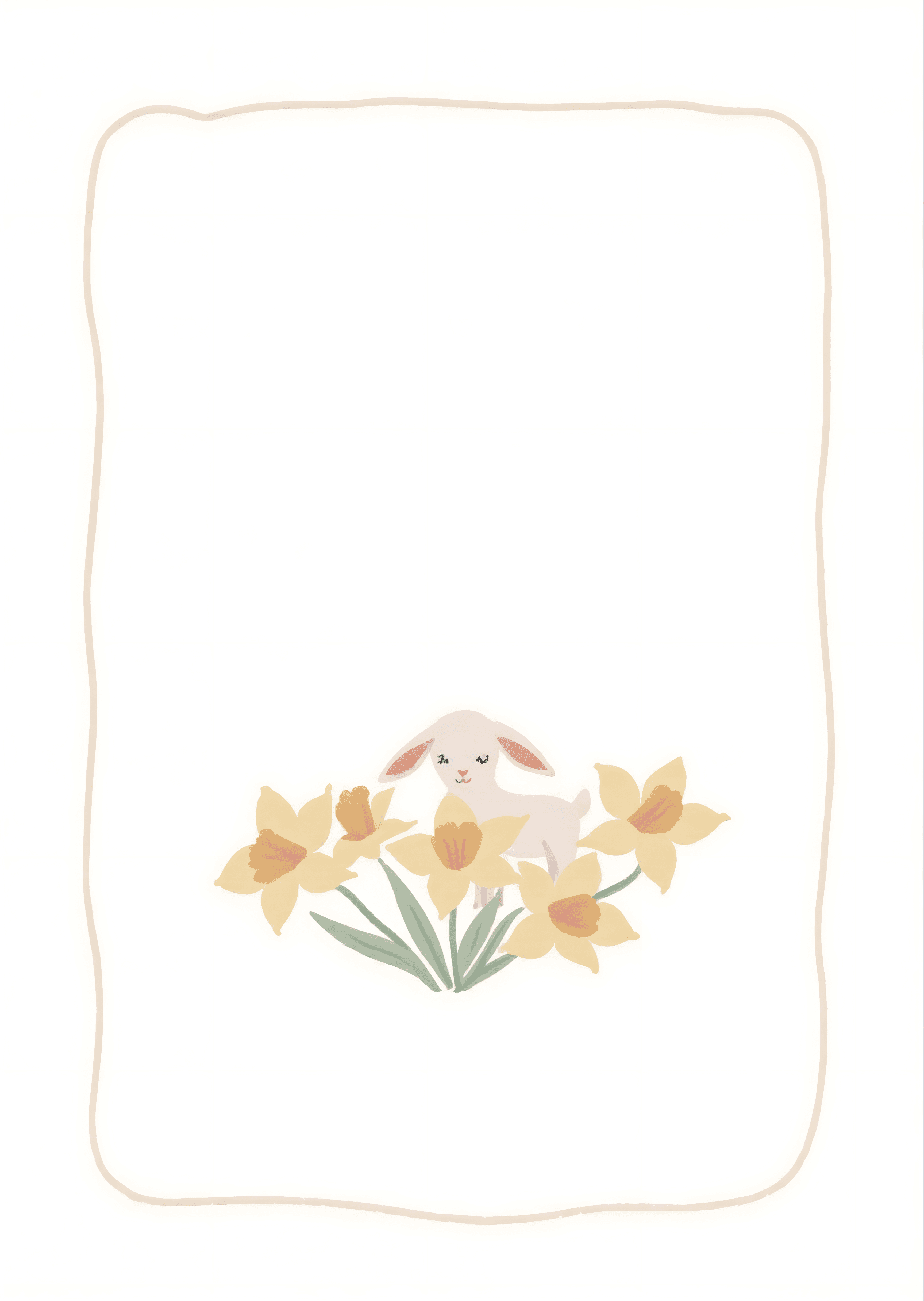 Cute Spring Greeting Card with Lamb and Flowers
