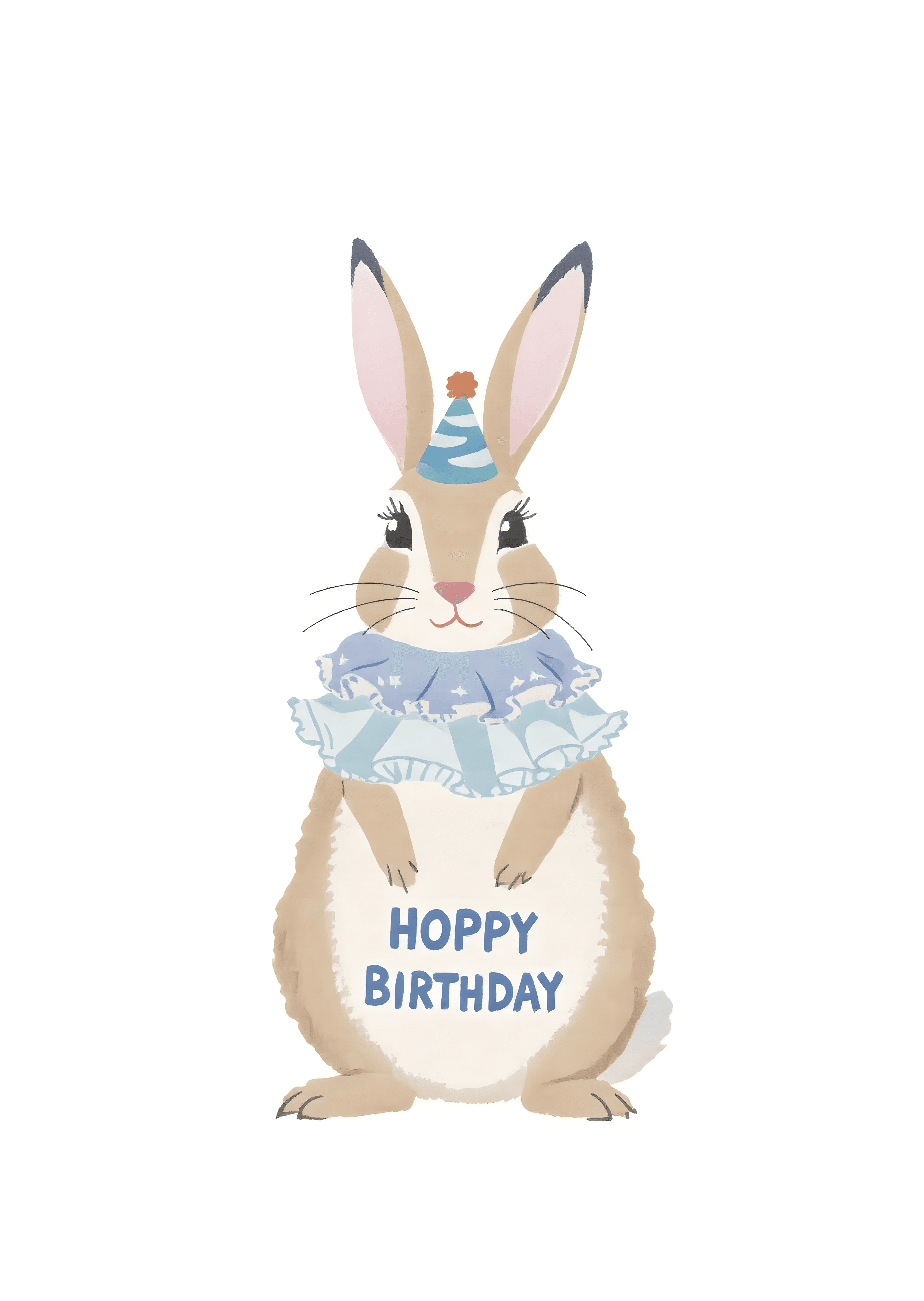 Funny Birthday Greeting Card - Cute Bunny Party Hat Design