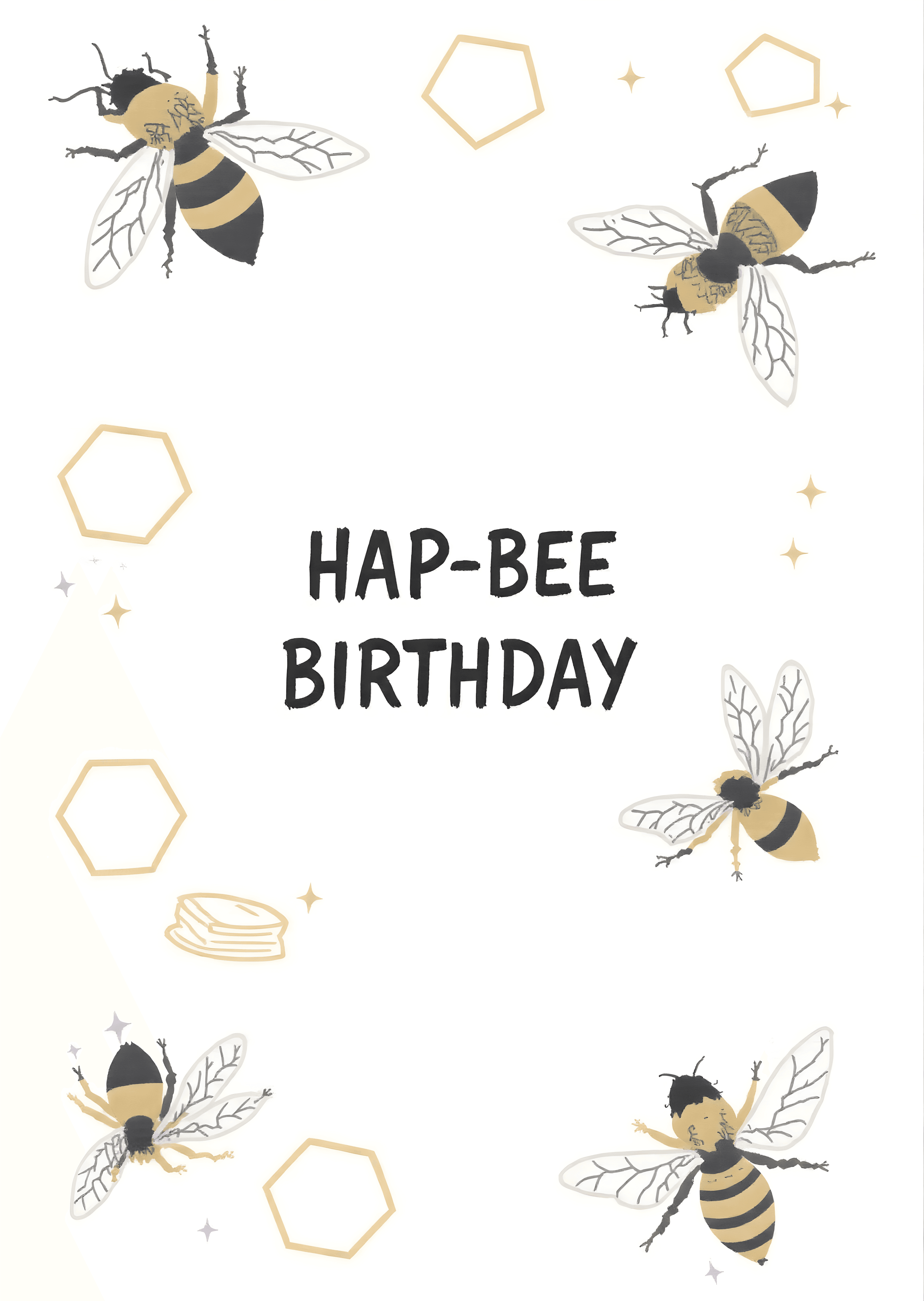 Funny Birthday Greeting Card Illustrated Bee Design