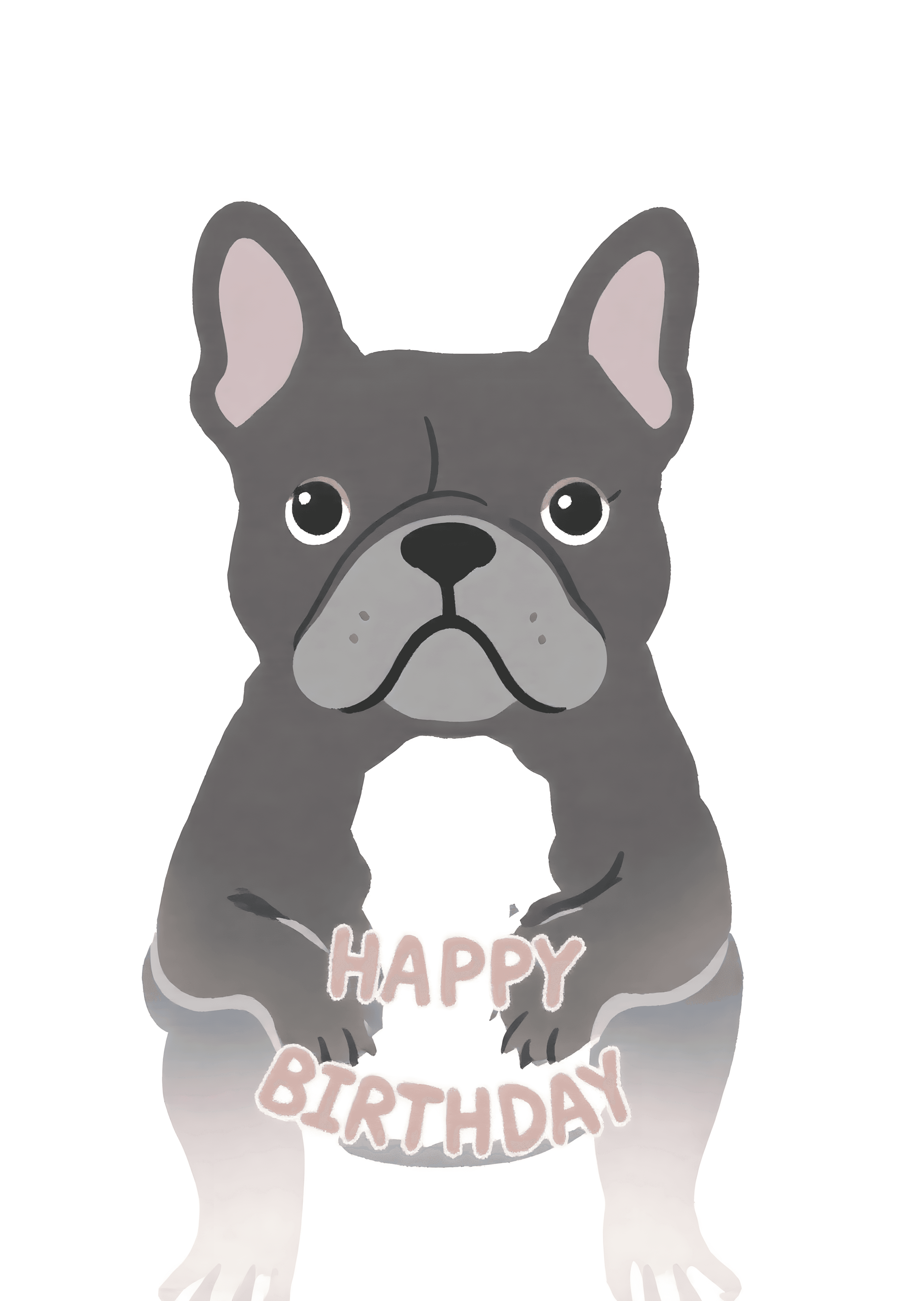 Funny Birthday Card French Bulldog Illustration