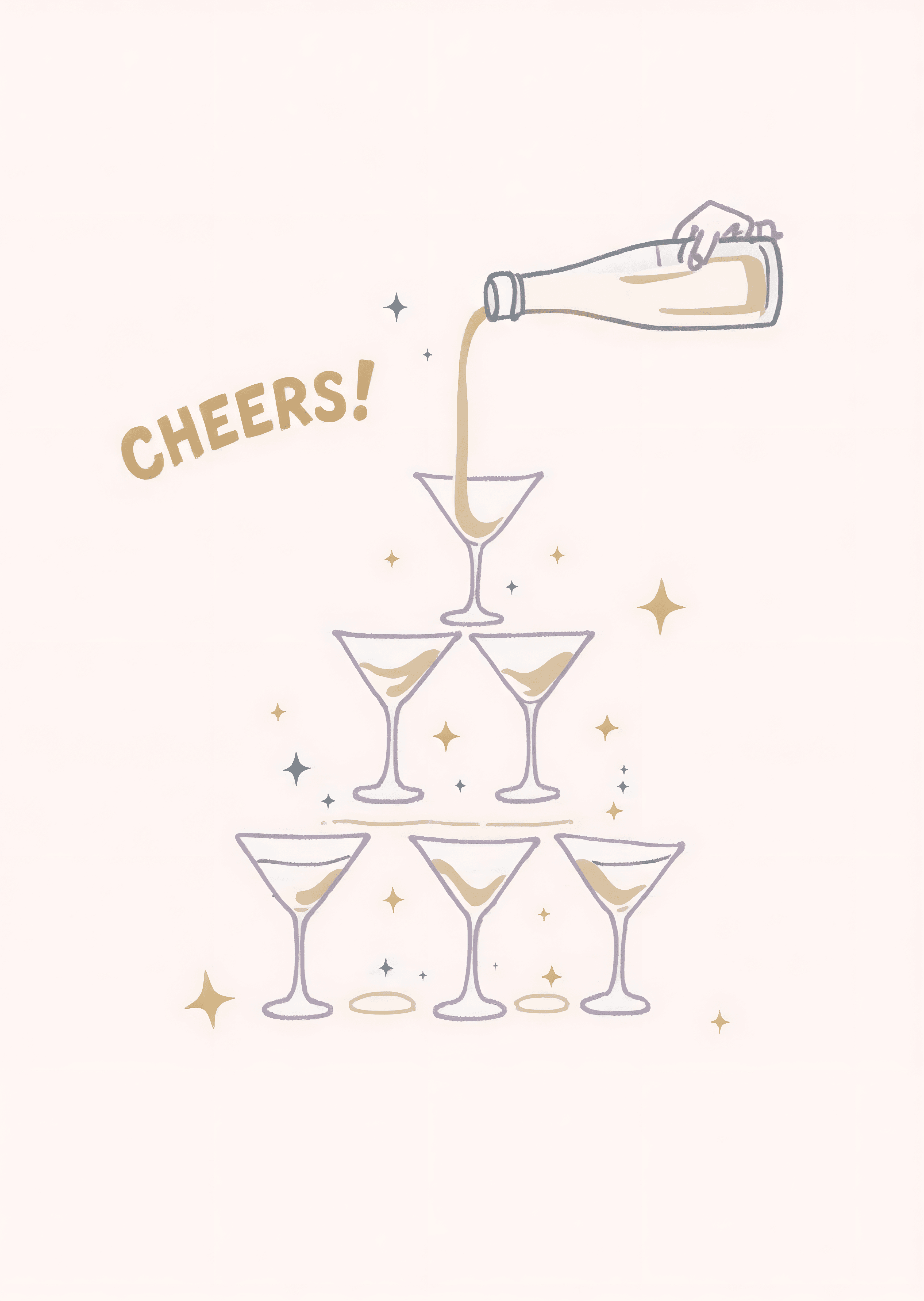 Funny Birthday Greeting Card Champagne Tower Cheers