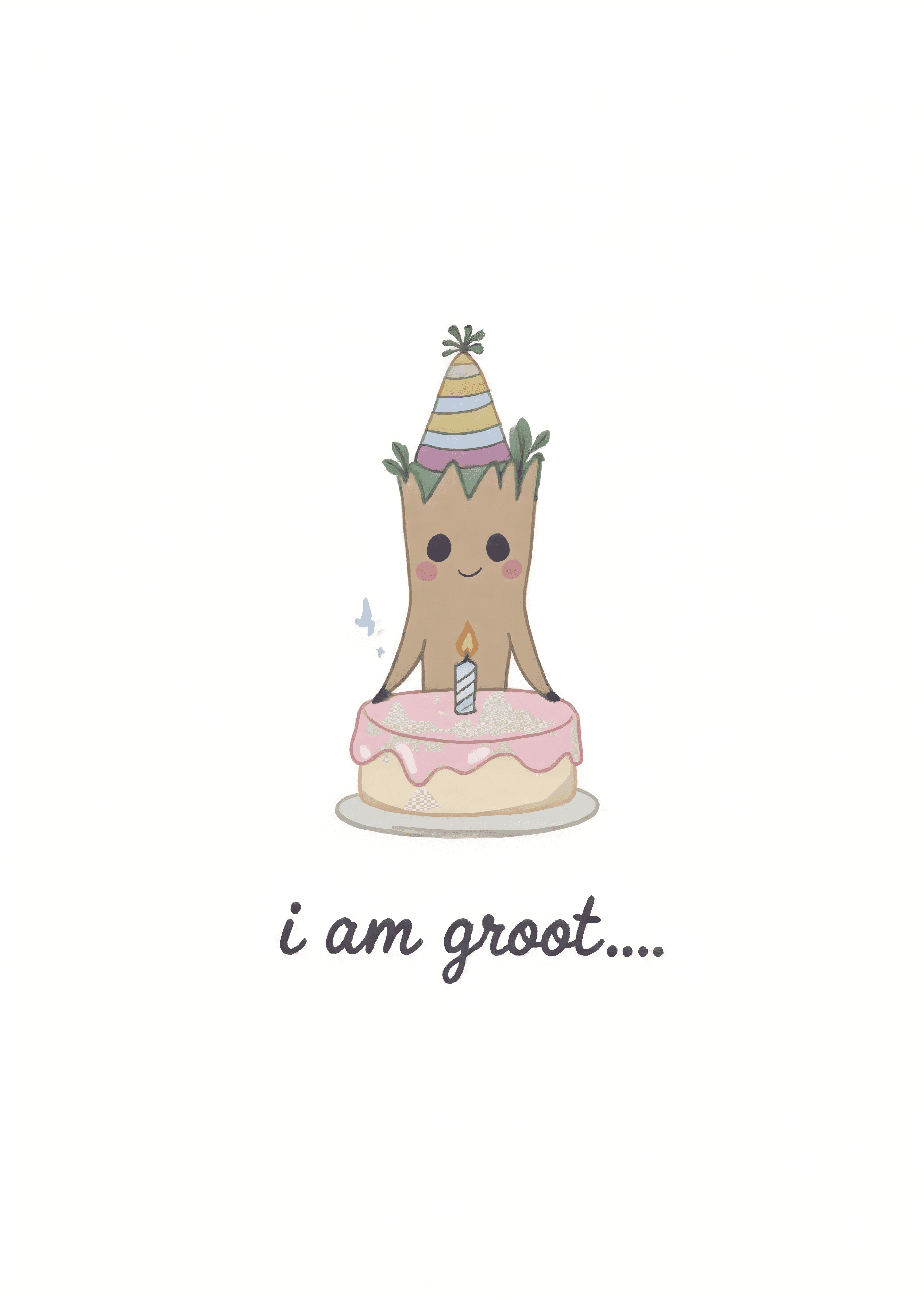 Funny Birthday Greeting Card Cute Tree Cake