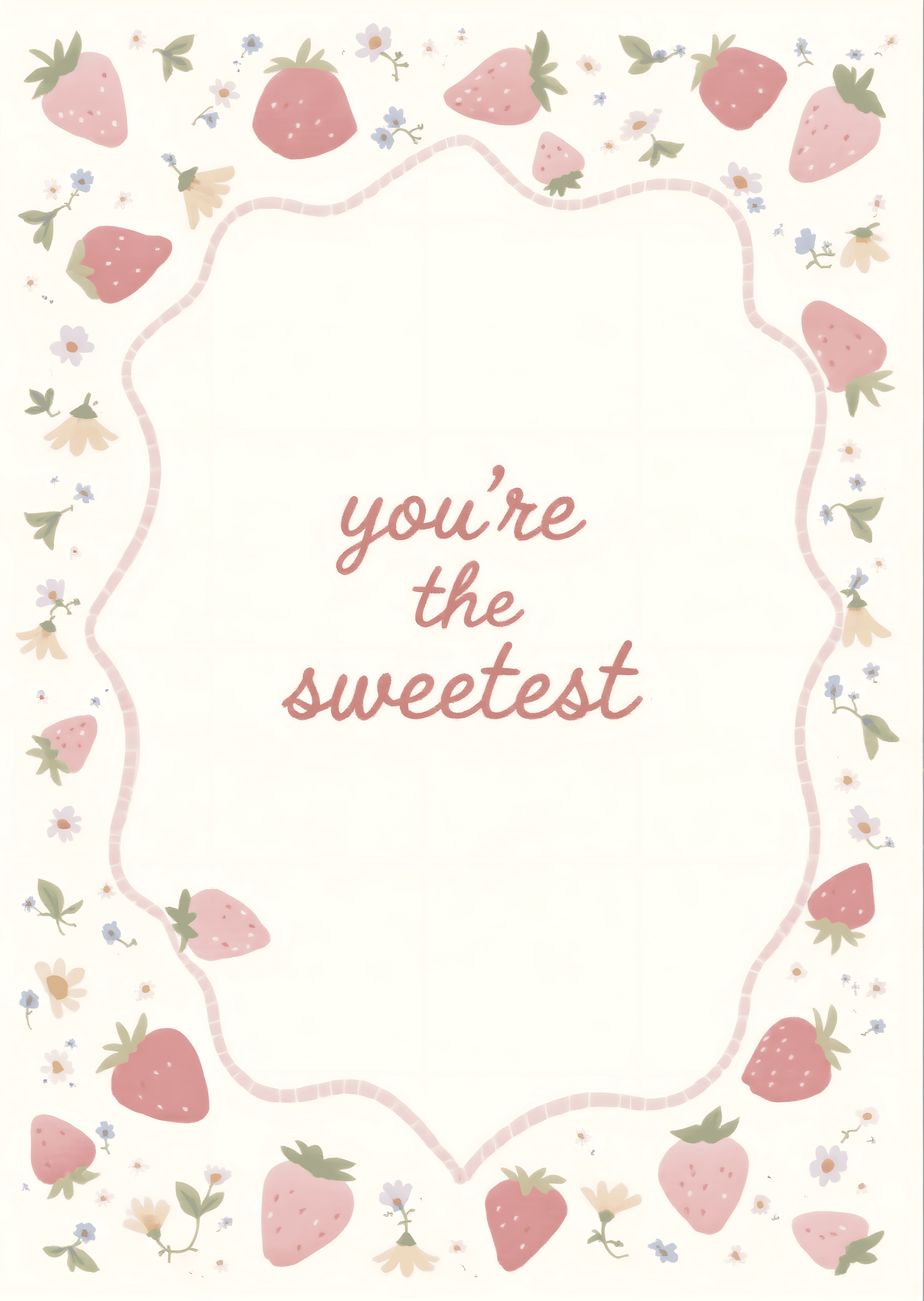 Sweet Greeting Card with Cute Strawberry Design