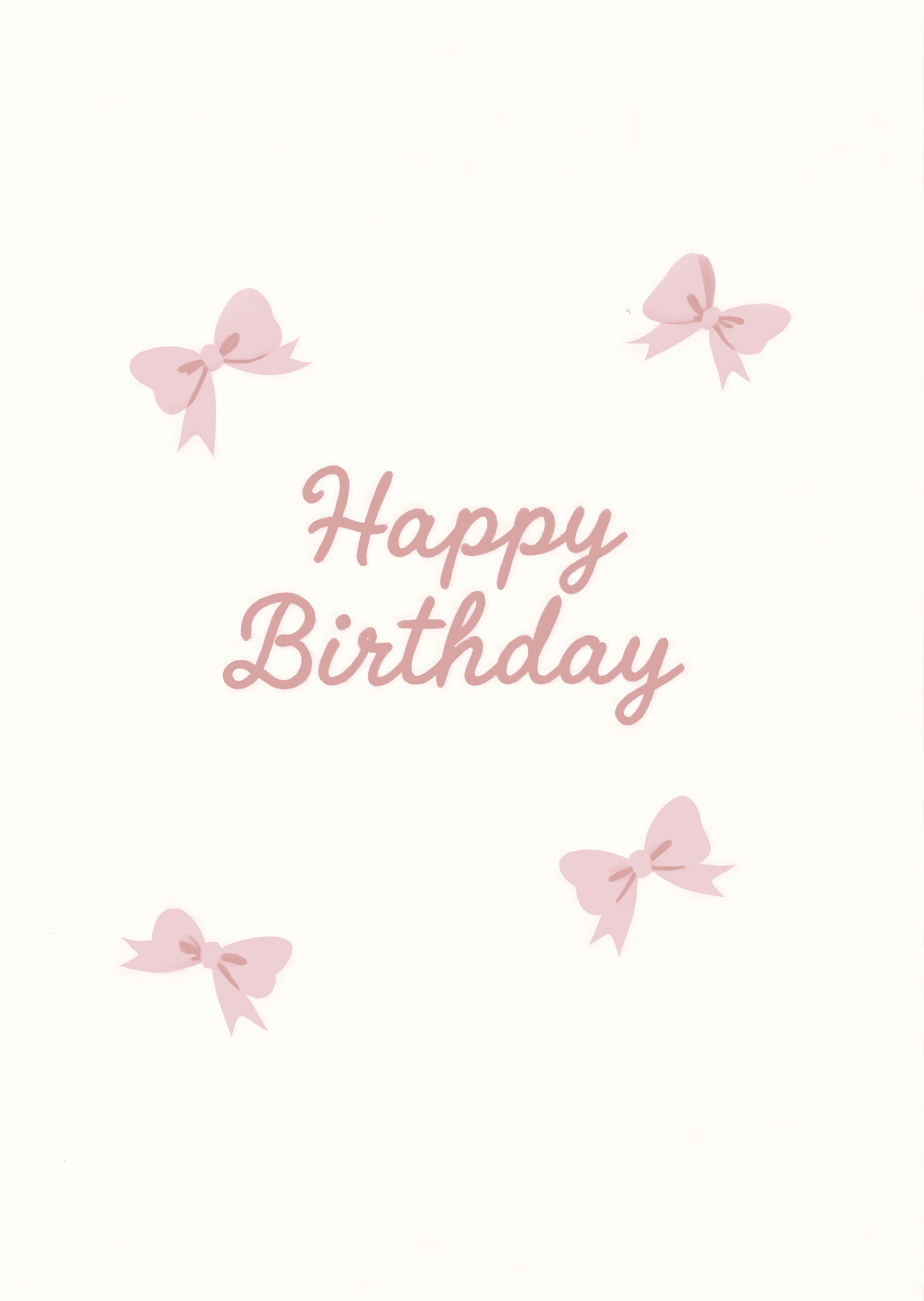 Happy Birthday Card with Pink Bows Modern Design