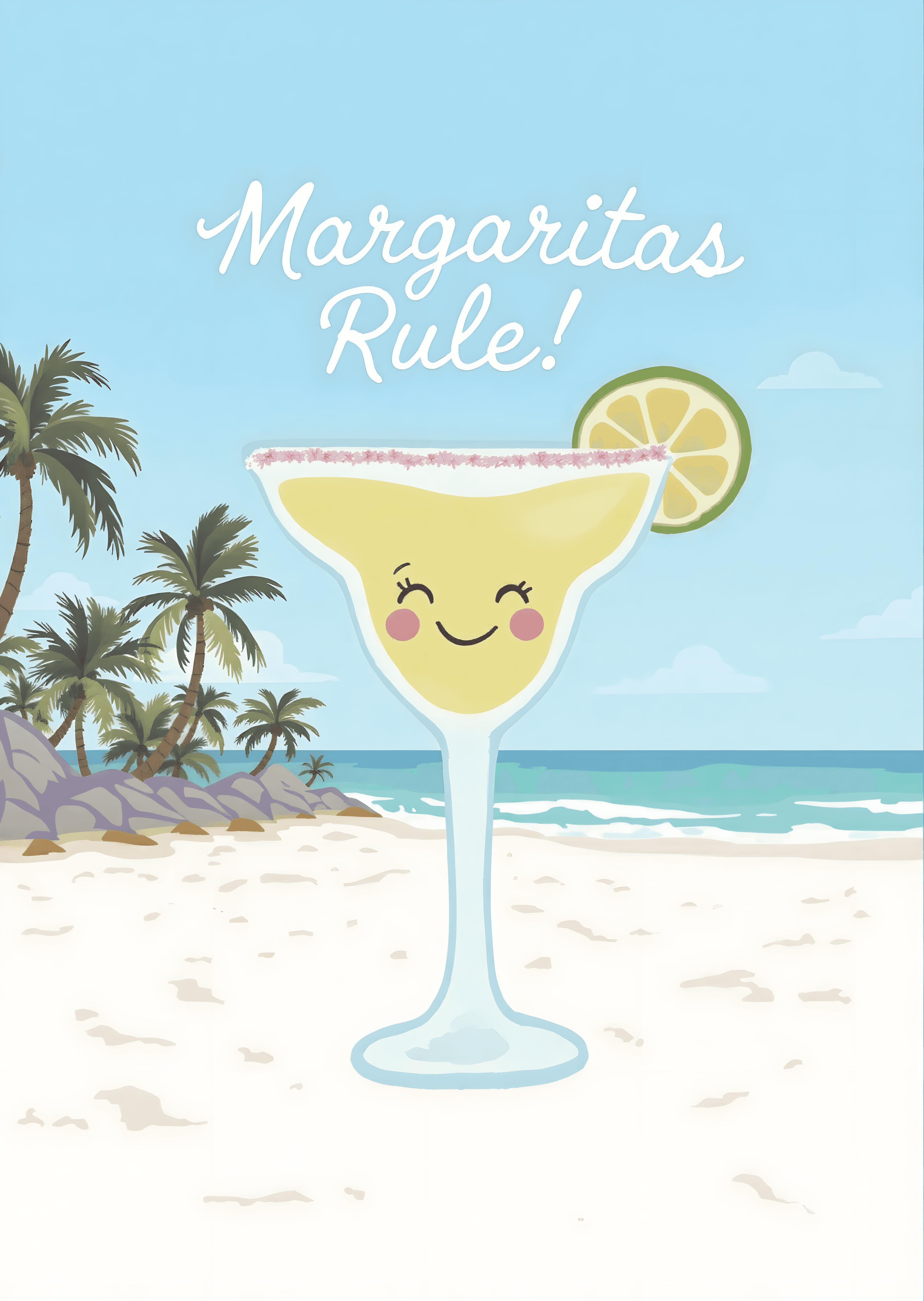 Funny Margarita Greeting Card Cute Beach Vibes