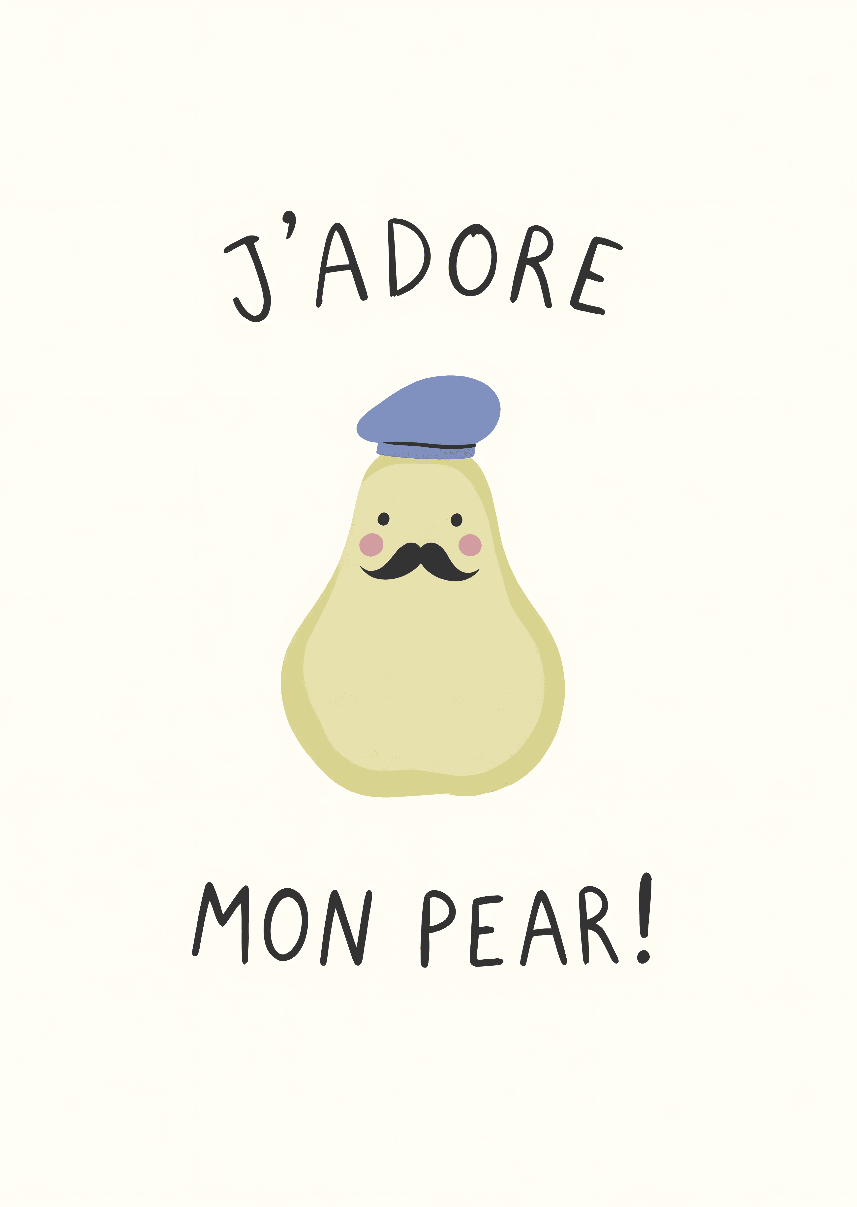 Funny Love Greeting Card Cute French Pear Design