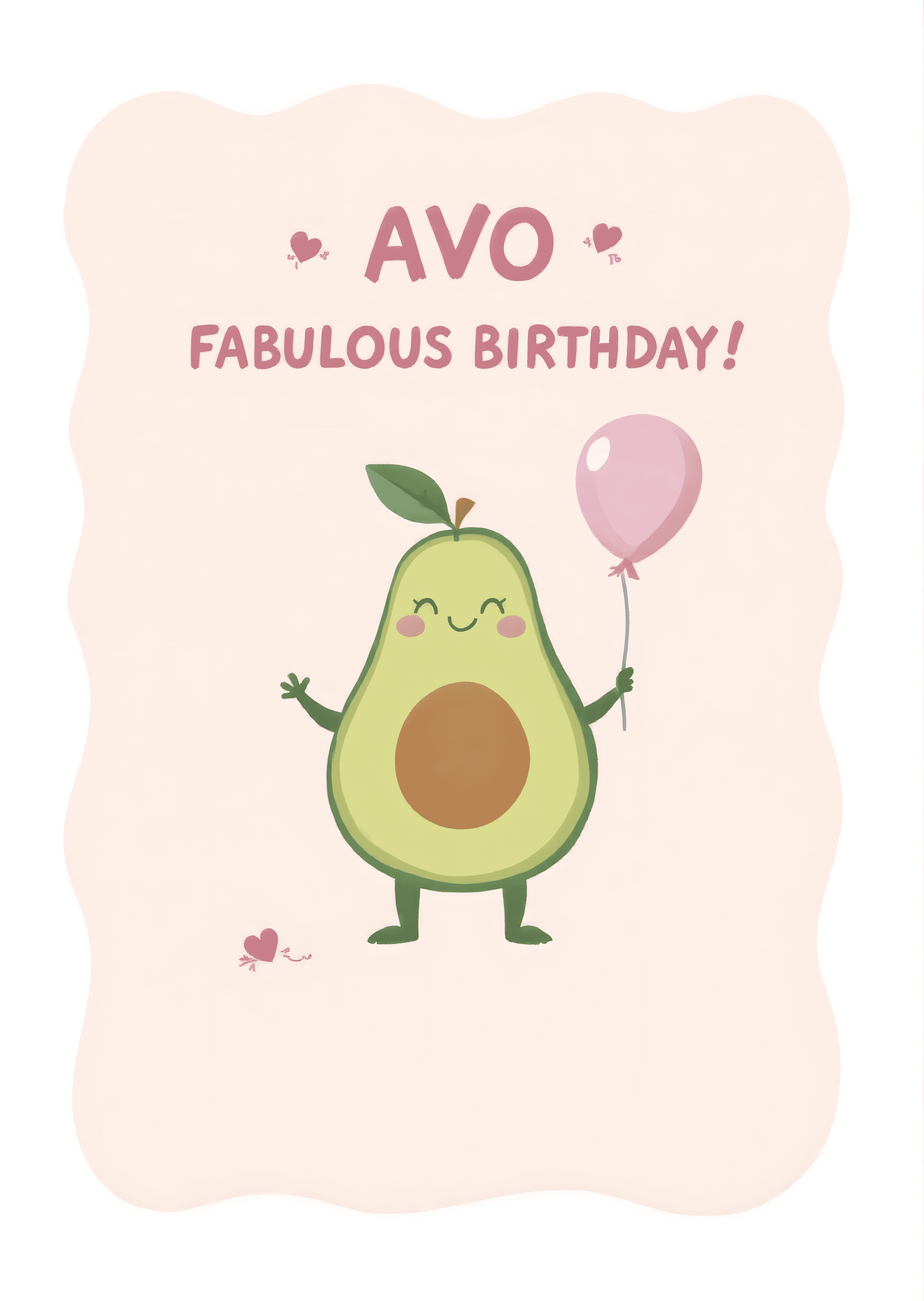 Funny Birthday Greeting Card Cute Avocado with Balloon