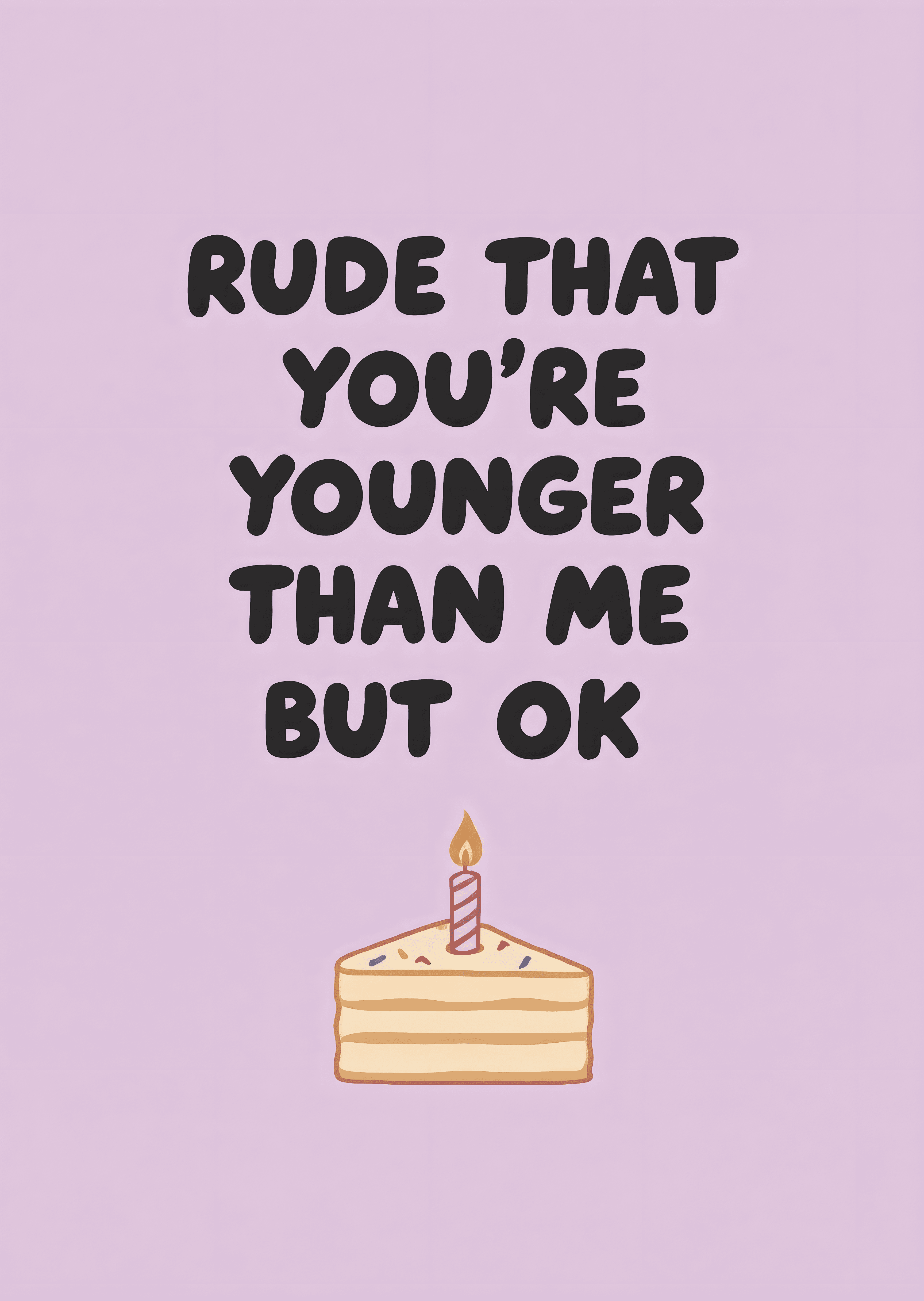 Funny Birthday Greeting Card with Cake Illustration