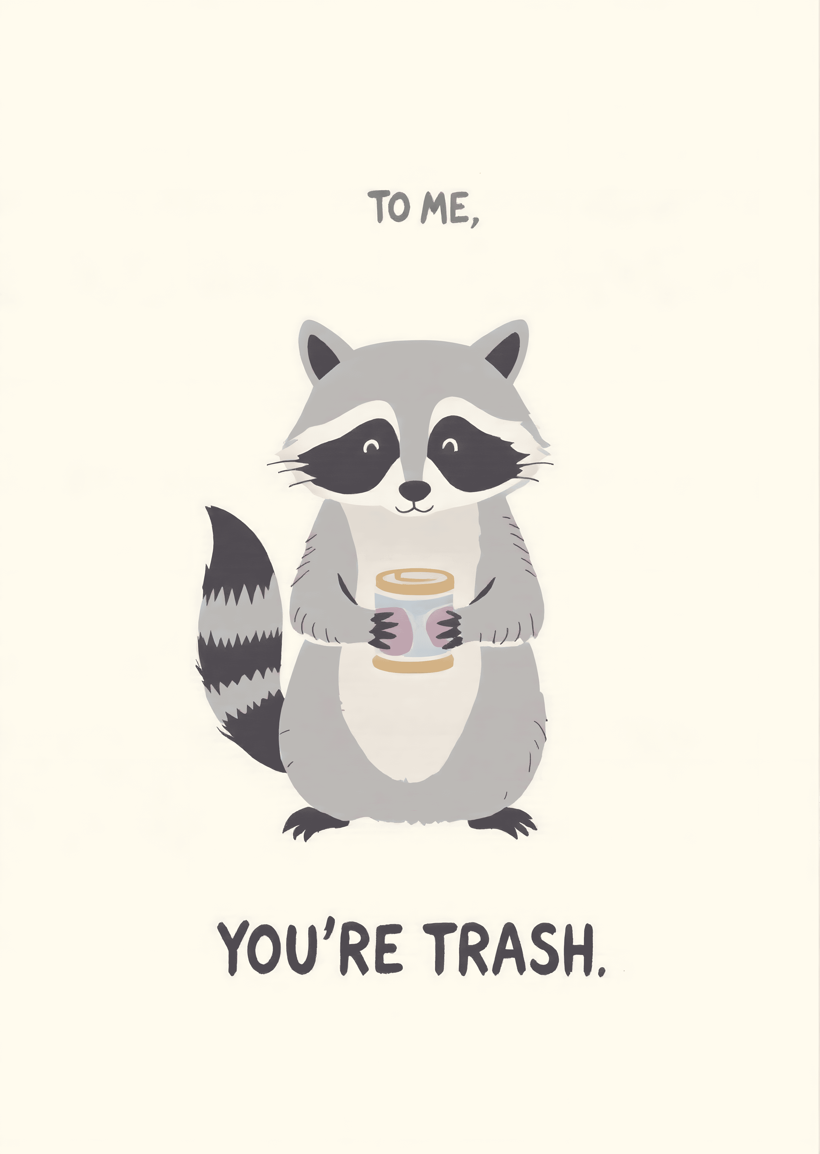 Funny Raccoon Greeting Card Cute Illustration