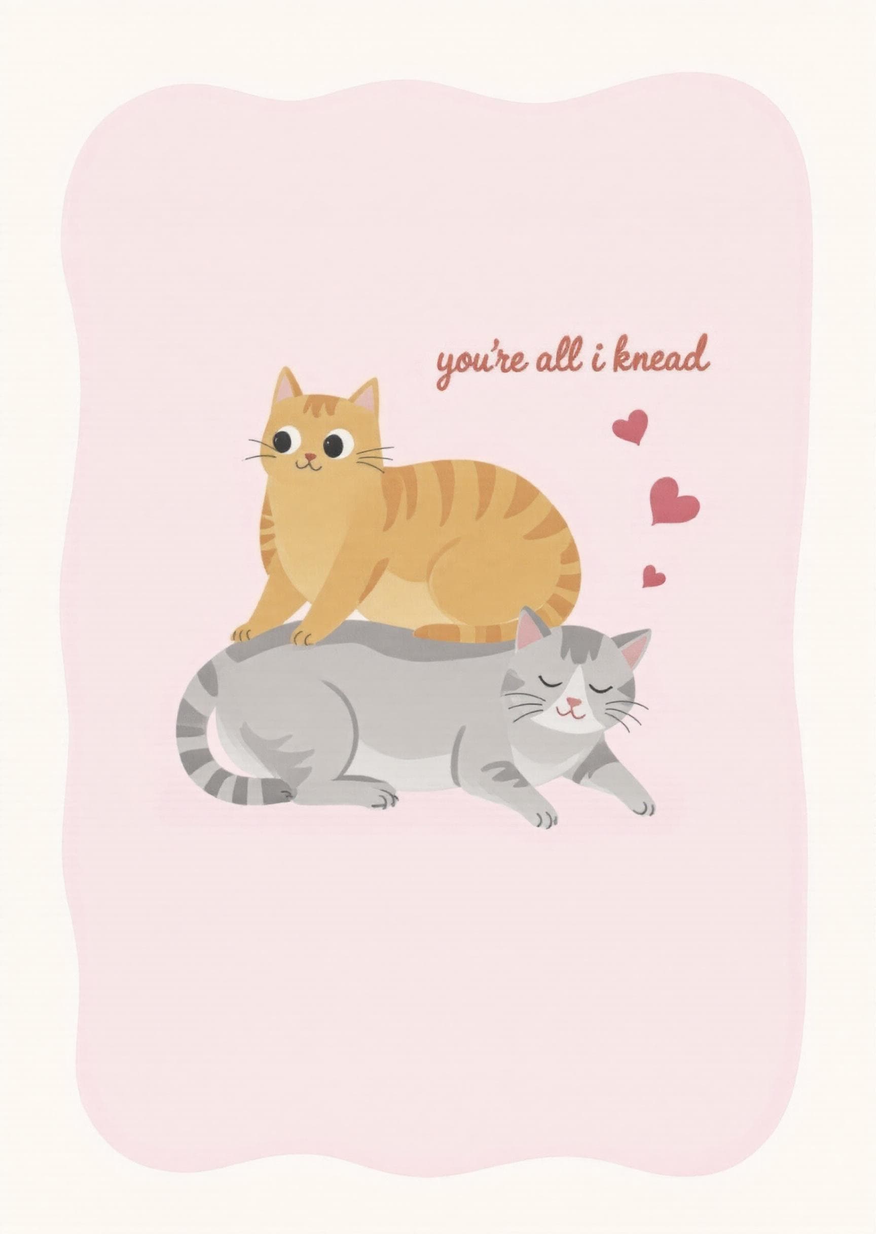 Funny Cat Greeting Card with Cute Illustrated Cats