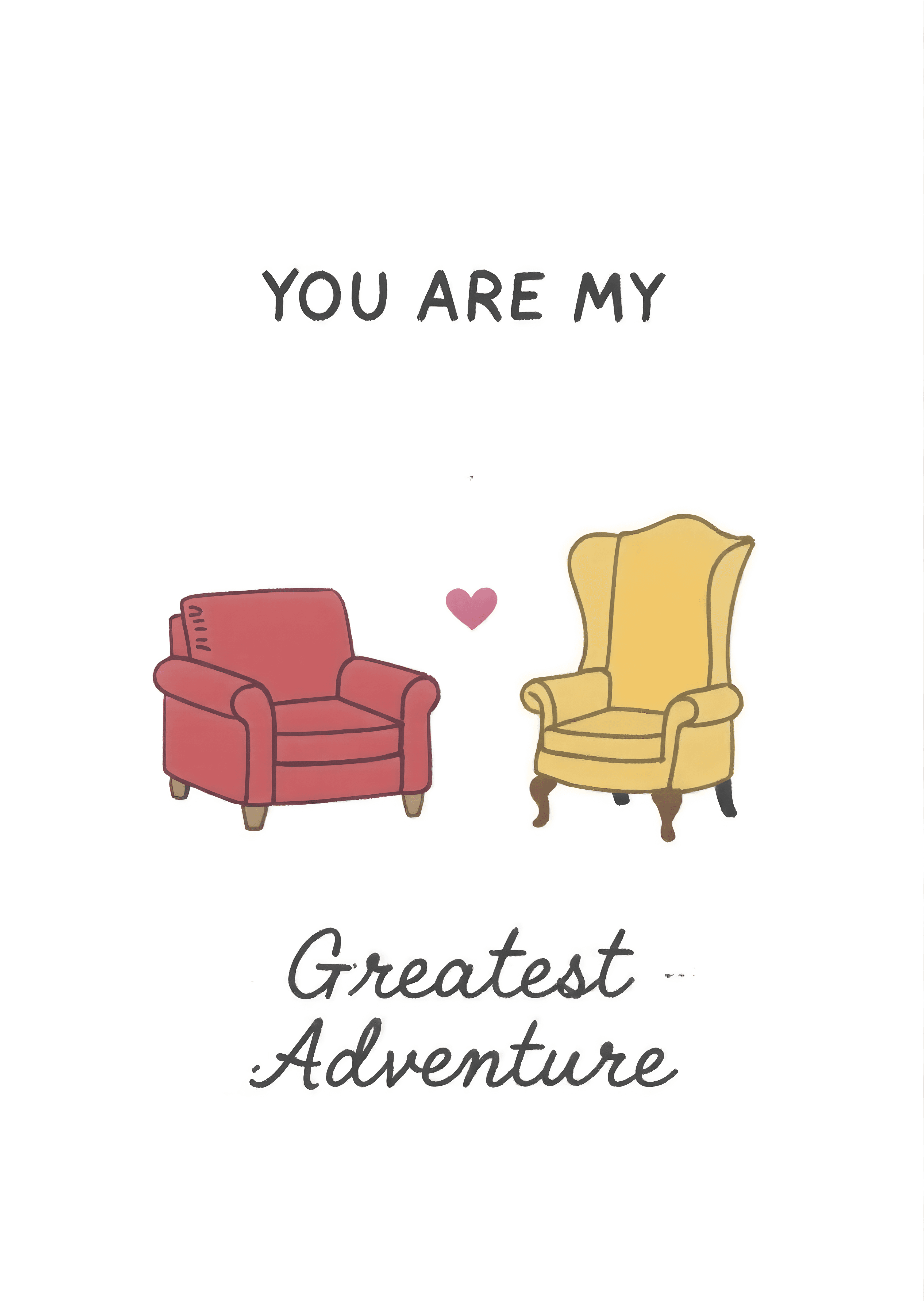 Romantic Greeting Card with Cozy Illustrated Chairs